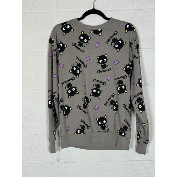 Sanrio Chococat Gray Sweatshirt XS Bioworld Kawaii Hearts Cat Pullover HTF - Picture 1 of 8